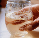 Stemless Wine Glass-Custom Etched U.S. City / Town Map