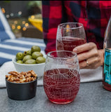 Stemless Wine Glass-Custom Etched U.S. City / Town Map