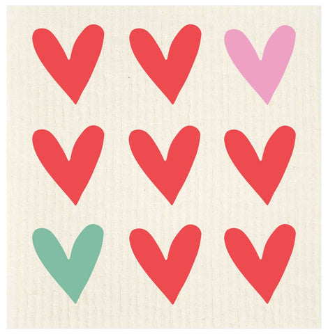 Hearts Grid Valentine Swedish Dishcloth