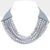 Multi Layer Necklace: Blk/Diam