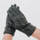 3 in 1 Cable Knit Gloves: Navy