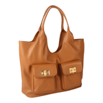 Chandler Bamboo Lock Satchel-Nutmeg