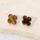 Quat Stud Earrings: Brwn