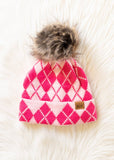 Pink Argyle Pom