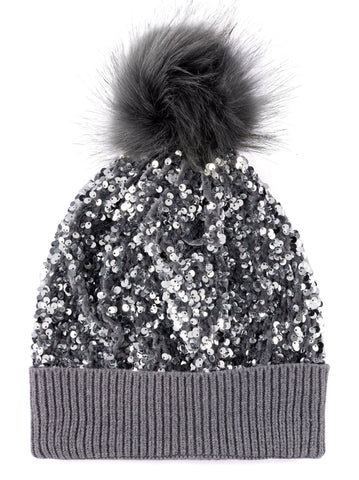 SEQUIN HAT, SILVER