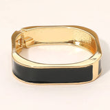 Rectangle Hinged Bangle: Gold/Whte