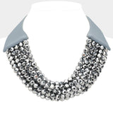 Multi Layer Necklace: Blk/Diam