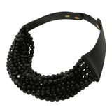 Multi Layer Necklace: Blk/Diam