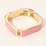 Rectangle Hinged Bangle: Gold/Whte