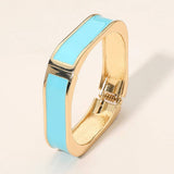 Rectangle Hinged Bangle: Gold/Whte