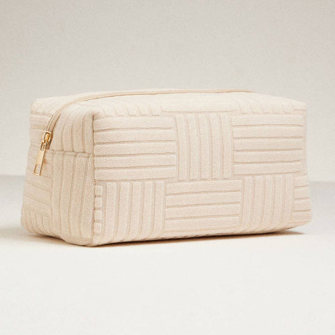 Beige Grid Pouch