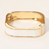 Rectangle Hinged Bangle: Blk/gld