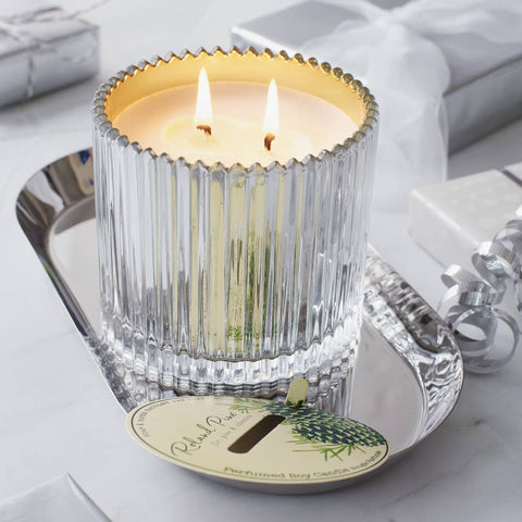 Ribbed Glass Candle