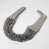 Multi Layer Necklace: Blk/Diam