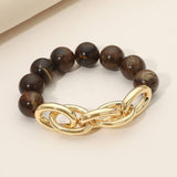 Beaded  Bracelet: Beige/Gold