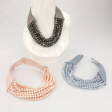 Multi Layer Necklace: Blk/Diam