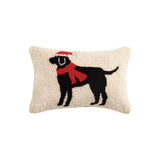 Black Lab Hook Pillow Holiday