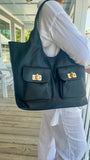 Chandler Bamboo Lock Satchel-Nutmeg