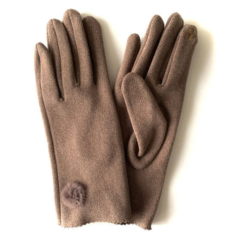 Gloves w/ Fur Taupe