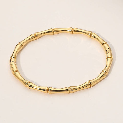 Bamboo Hinged Bangle: Gold