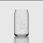 Custom Etched U.S. City / Town Map -16 oz Can Glass