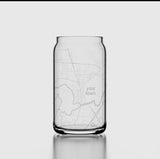 Custom Etched U.S. City / Town Map -16 oz Can Glass