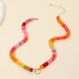 Beaded Necklace: Gold/Pink