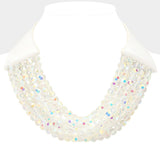 Multi Layer Necklace: Blk/Diam