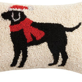 Black Lab Hook Pillow Holiday