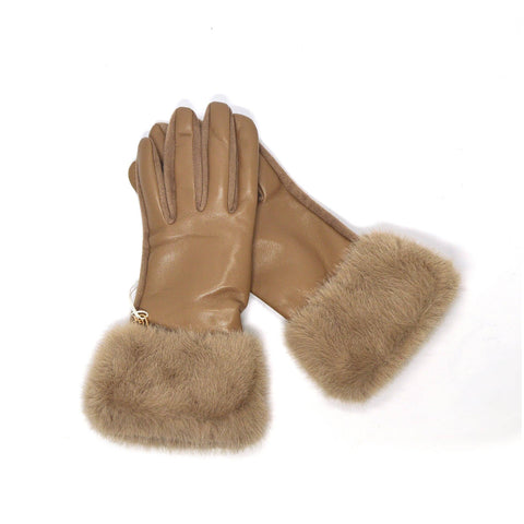 Fur Cuff Glove Taupe