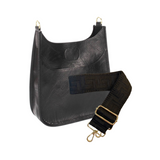 Sloane Crossbody Messenger Black Greek Key Strap