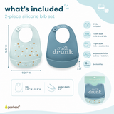 Blue Silicone Bib Set, (2)