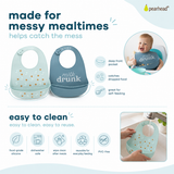 Blue Silicone Bib Set, (2)