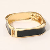 Rectangle Hinged Bangle: Gold/Whte