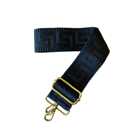 Black Greek Key Bag Strap
