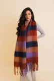 Checked Fringe Scarf BLK