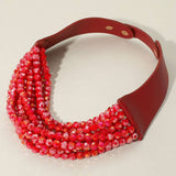 Multi Layer Necklace: Blk/Diam