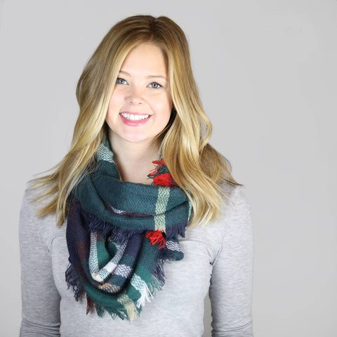 Infinity Scarf, Navy/Green/Red