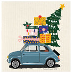 Christmas Fiat With Tree Swedish Dishcloth