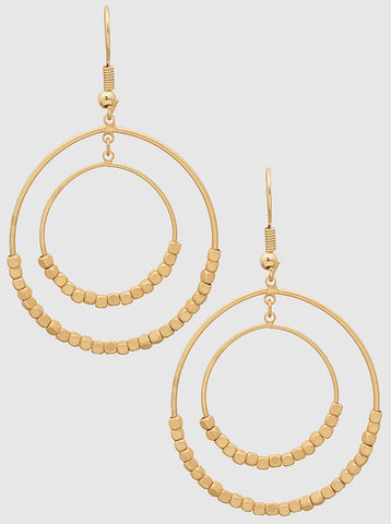 Gold Round Dual Round Earrings